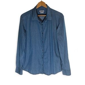 W1- John Peter Women’s Large polka dot  Blue Patterned Shirt